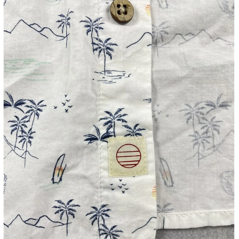 Marine Layer Button Down Mens XL White Surf Print Short Slv Casual Shirt Beach - Picture 7 of 11